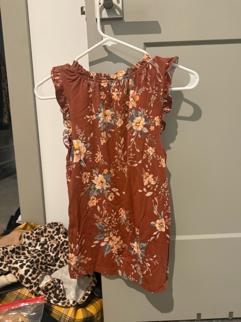 Rust Floral Ruffle Summer top - Picture 3 of 3